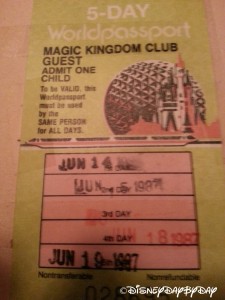 1987 5 Day Disney World Ticket