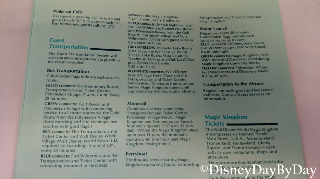 Disney World Transporation 1981 - DisneyDayByDay