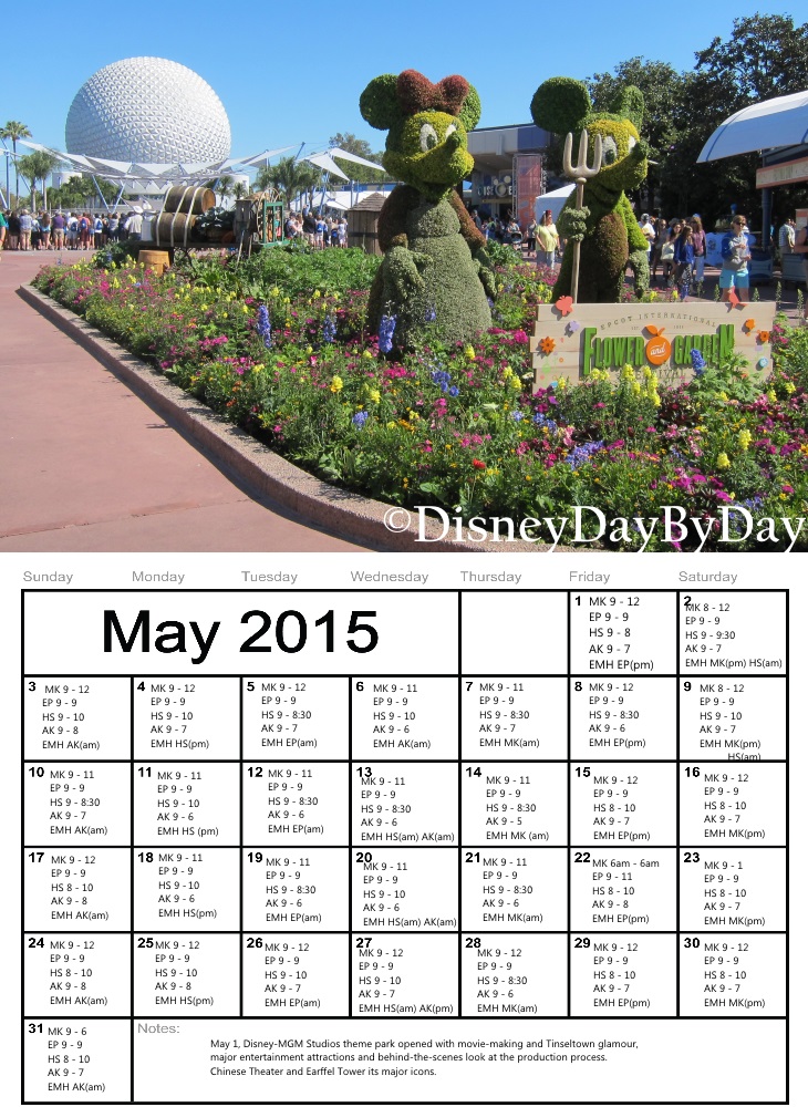 Walt Disney World May Calendar - DisneyDayByDay