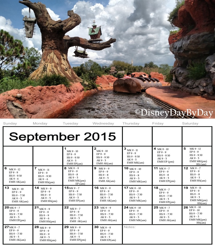 September Disney Calendar - DisneyDayByDay